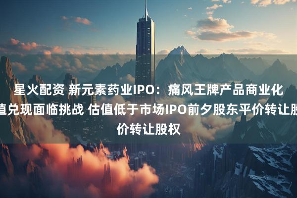 星火配资 新元素药业IPO：痛风王牌产品商业化价值兑现面临挑战 估值低于市场IPO前夕股东平价转让股权